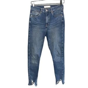 TOPSHOP Women’s Jamie High Rise Skinny Jeans Size 28 / Stretch Chewed Hem